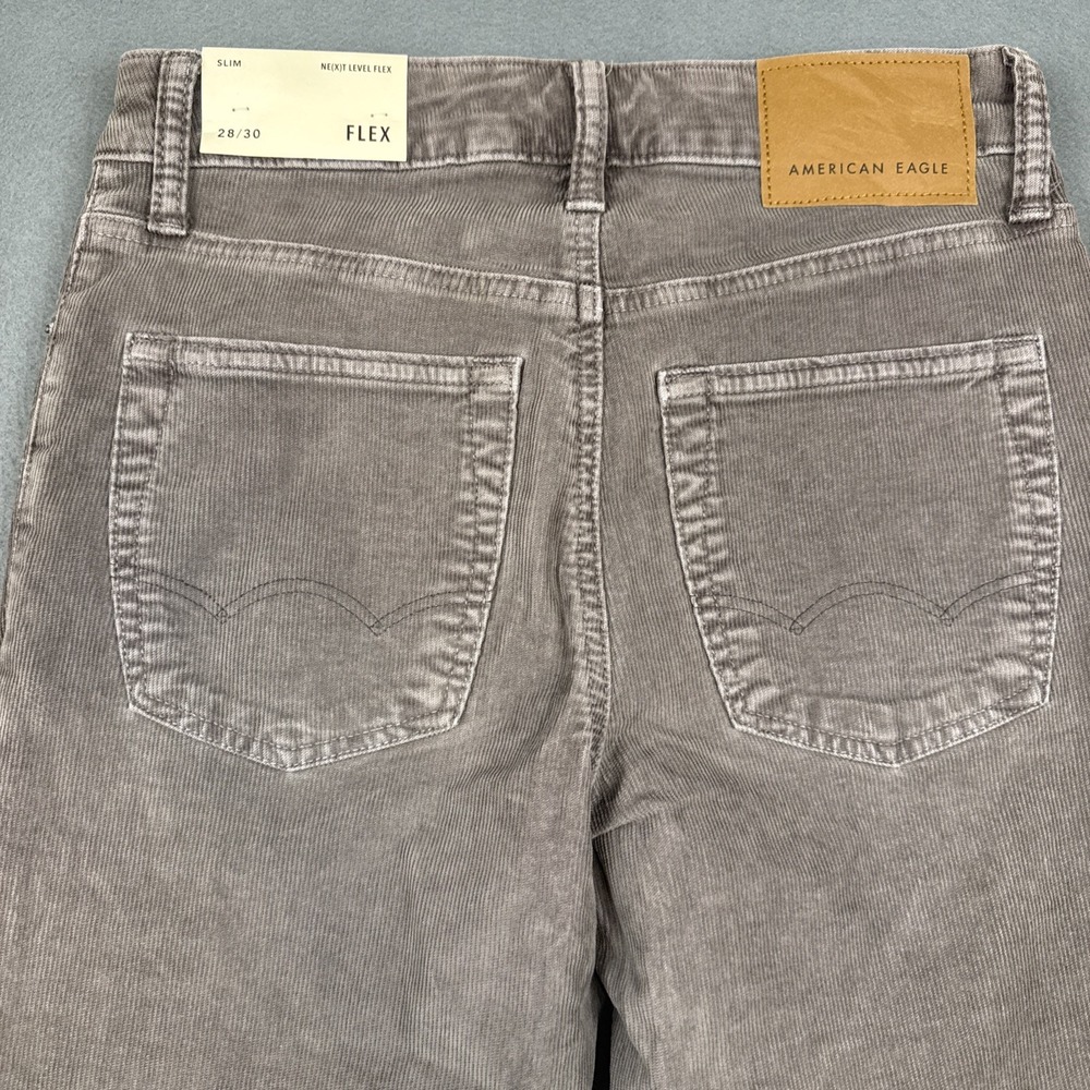 American Eagle Womens GRAY Corduroy NEXT LEVEL Flex H Tapered  28/30 NWT